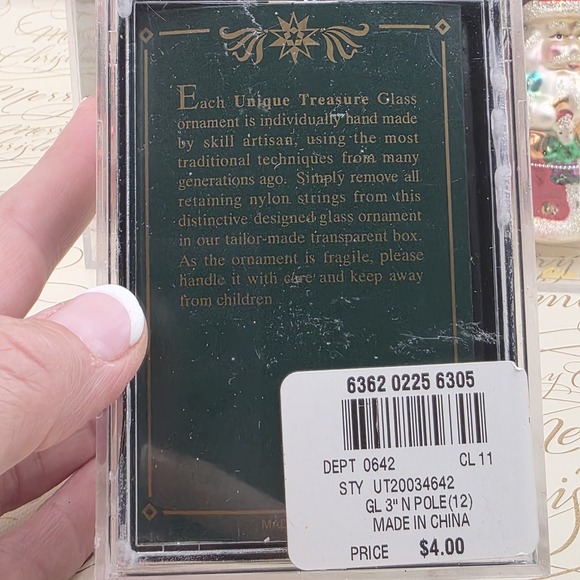 3 Unique Treasures Santa Ornaments Blown Glass Gifts Sleigh Toys Vintage NIB NOS - Picture 12 of 12